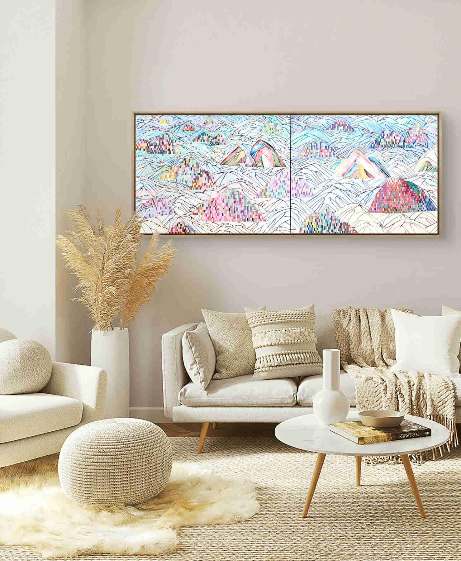 Colorful Mountains Acrylic Painting By Hanji Park in Dubai