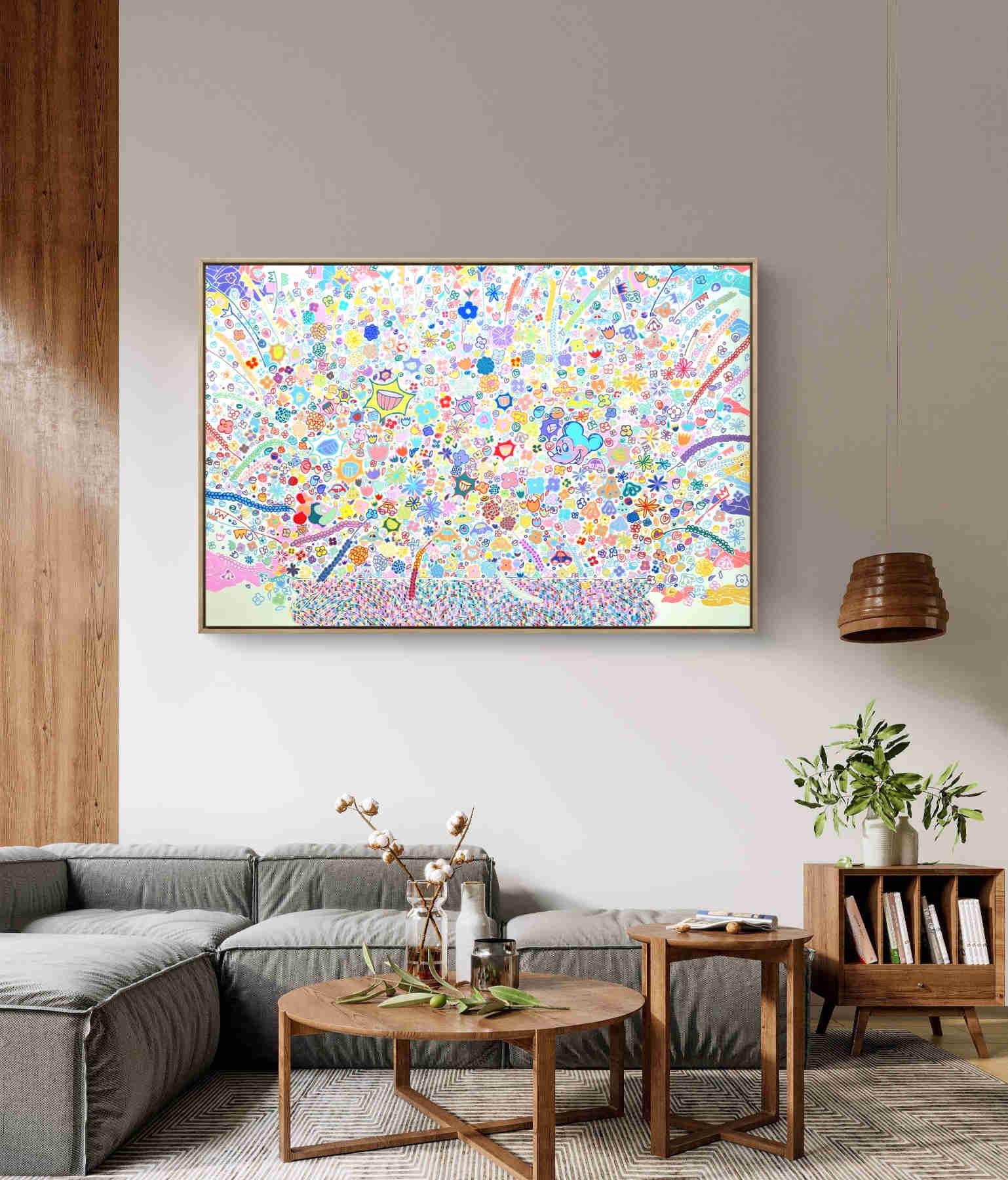 Colorful Mickey Mouse Flowers Acrylic Painting