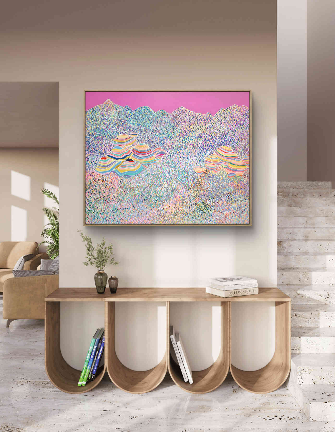 Colorful Mountains Acrylic Painting By Hanji Park in Dubai