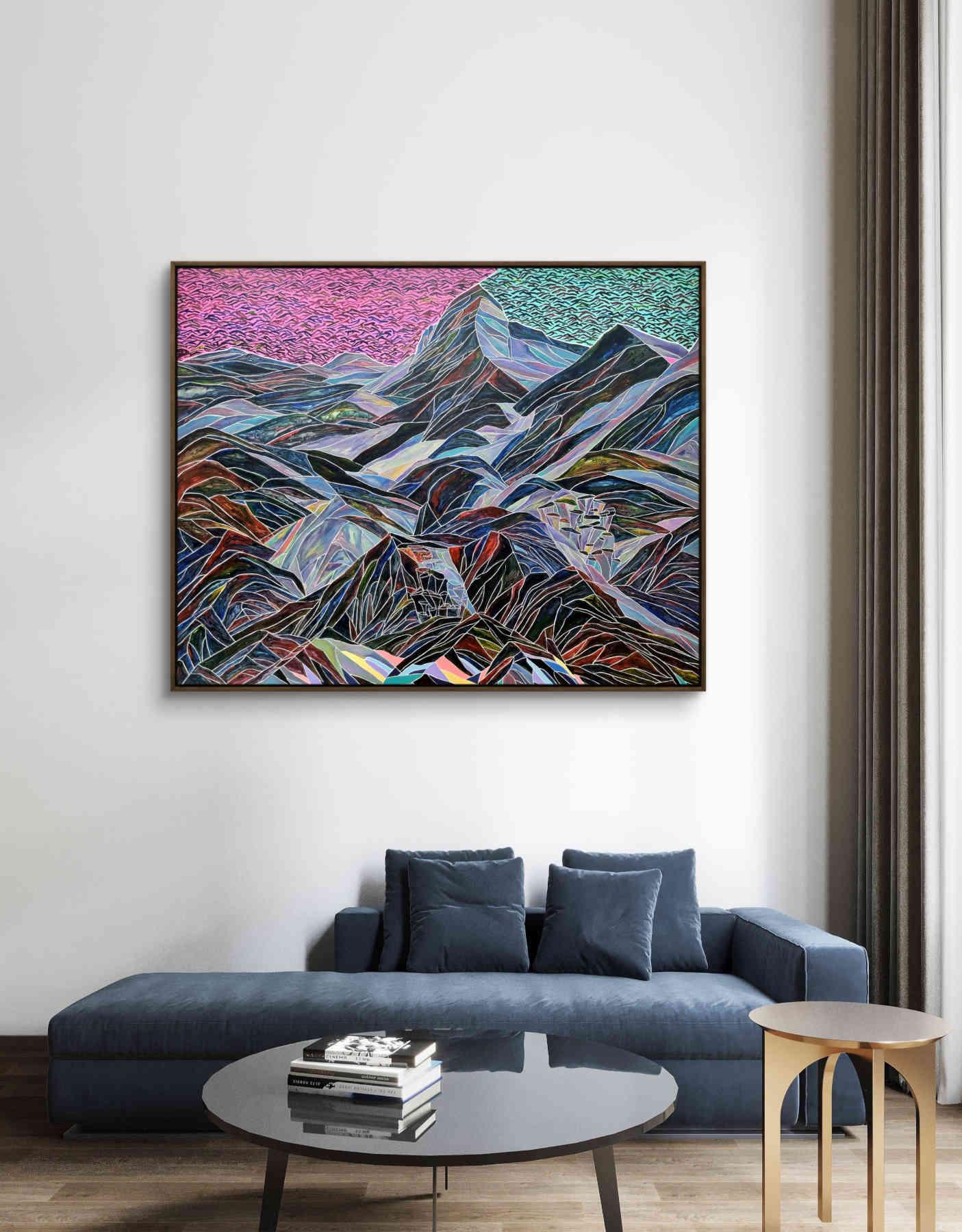 Colorful Mountains Acrylic Painting By Hanji Park in Dubai