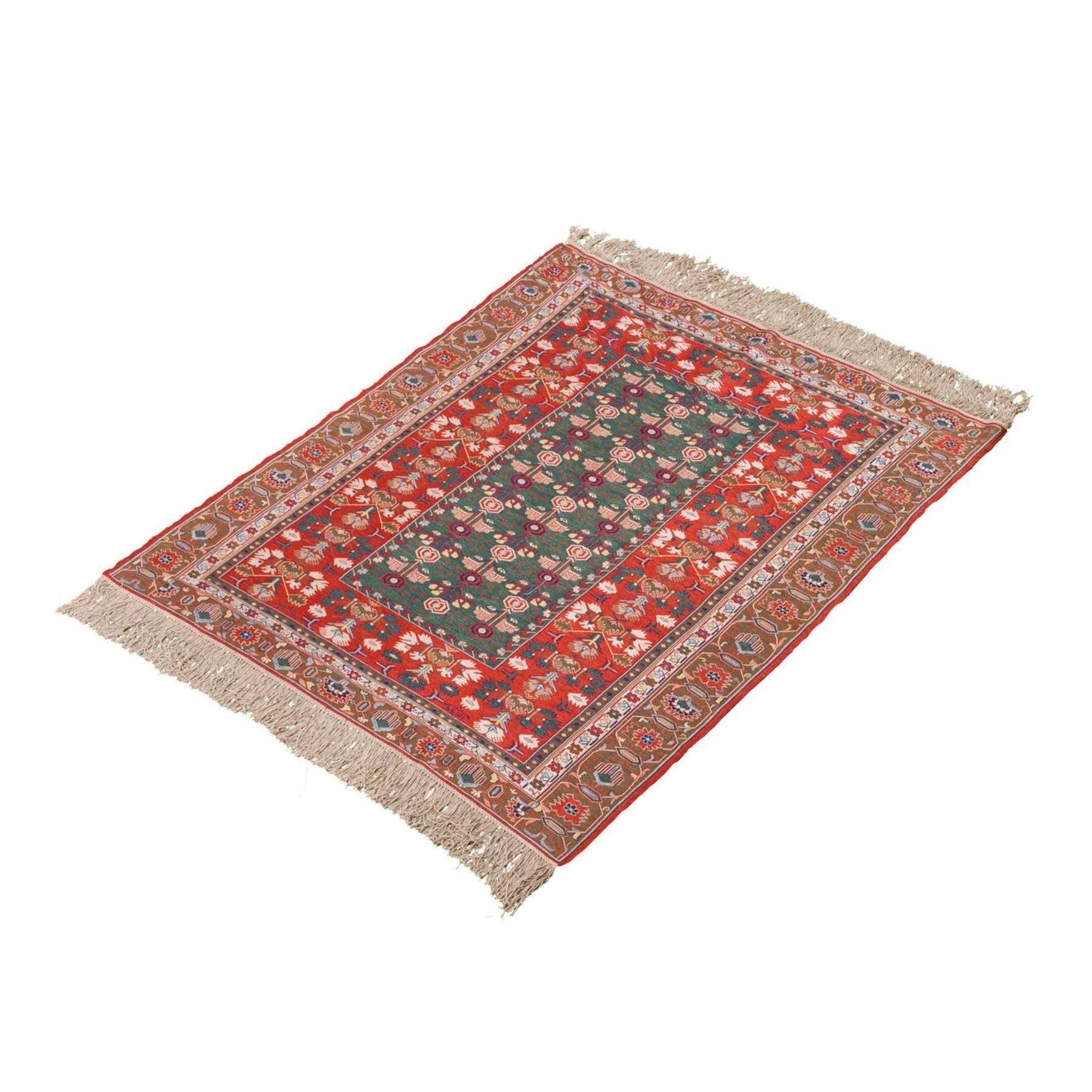 Alma Soumak Persian Carpet Silk & Wool 160x220 - Authentic Nomadic Rugs & Kilims in Dubai