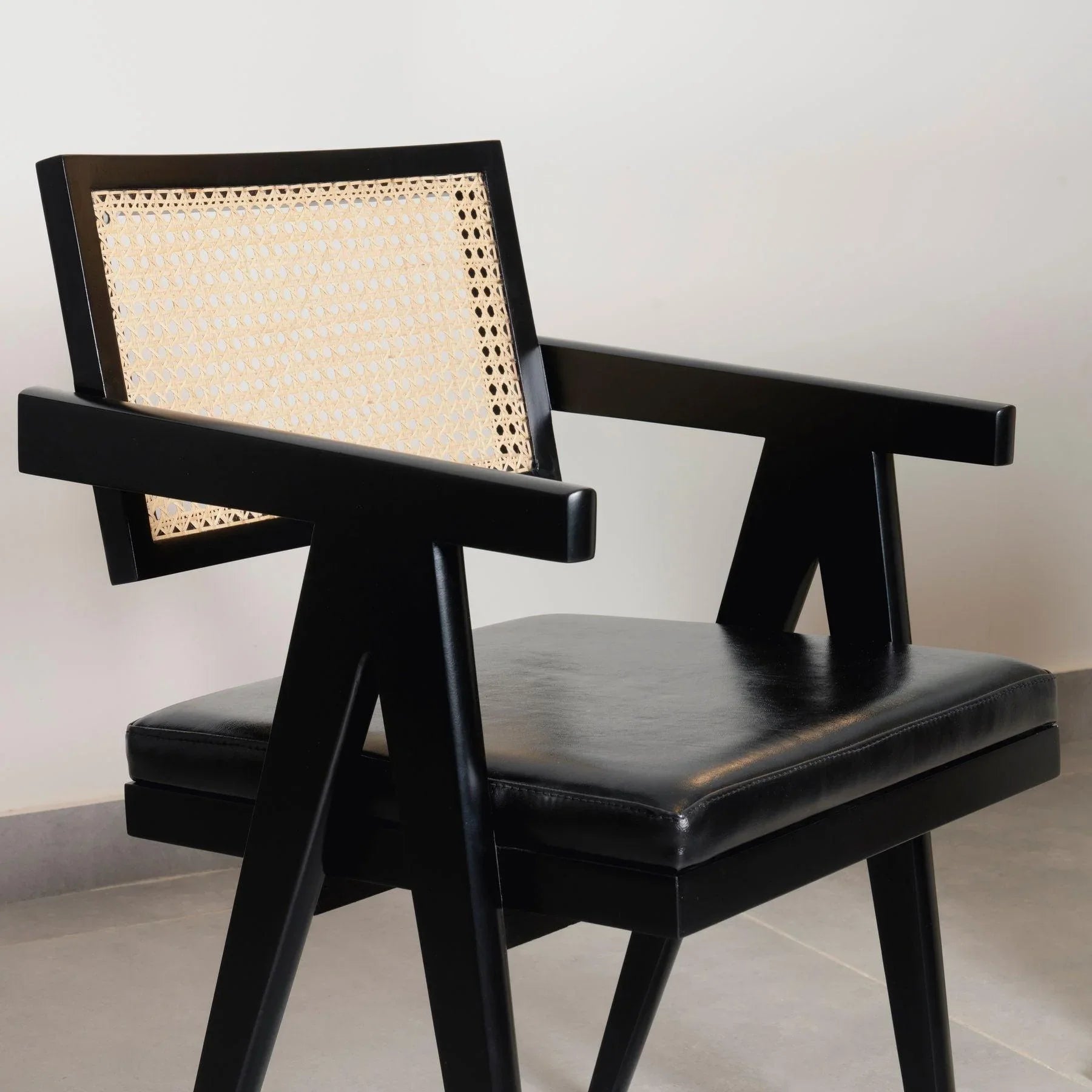 Black Amalfi Cane Chair Padded Seat - Designer Furniture & Decor in Dubai