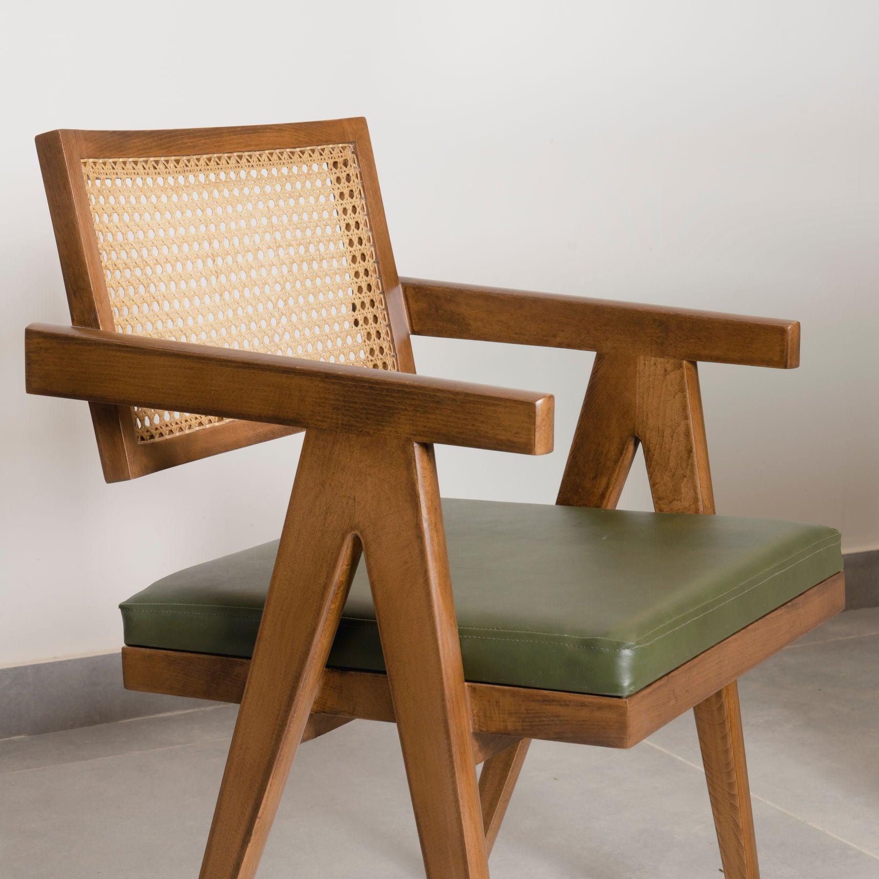 Walnut Brown Amalfi Cane Chair Padded Seat - Designer Furniture & Decor in Dubai