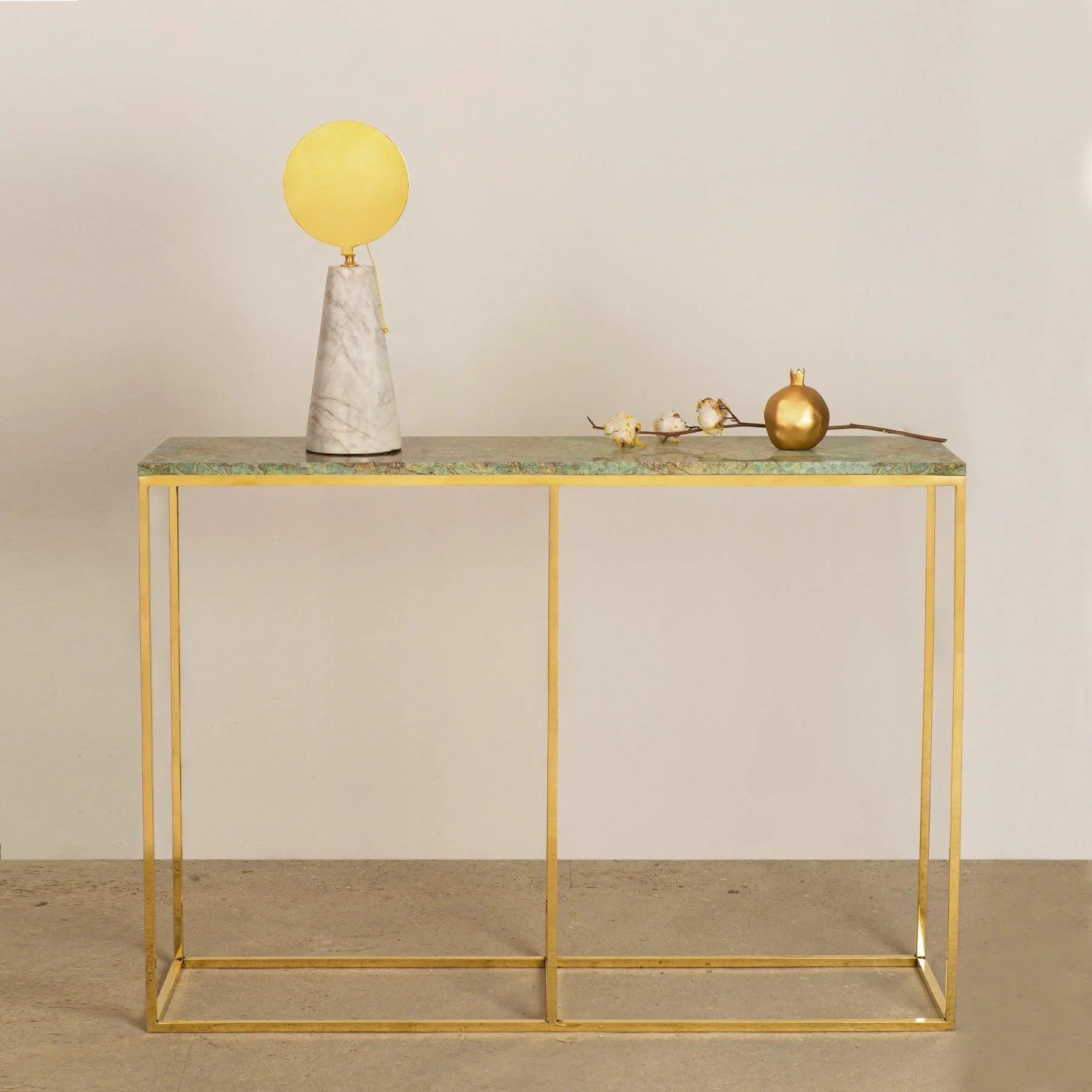 Antique Green Marble & Bronze Console Table