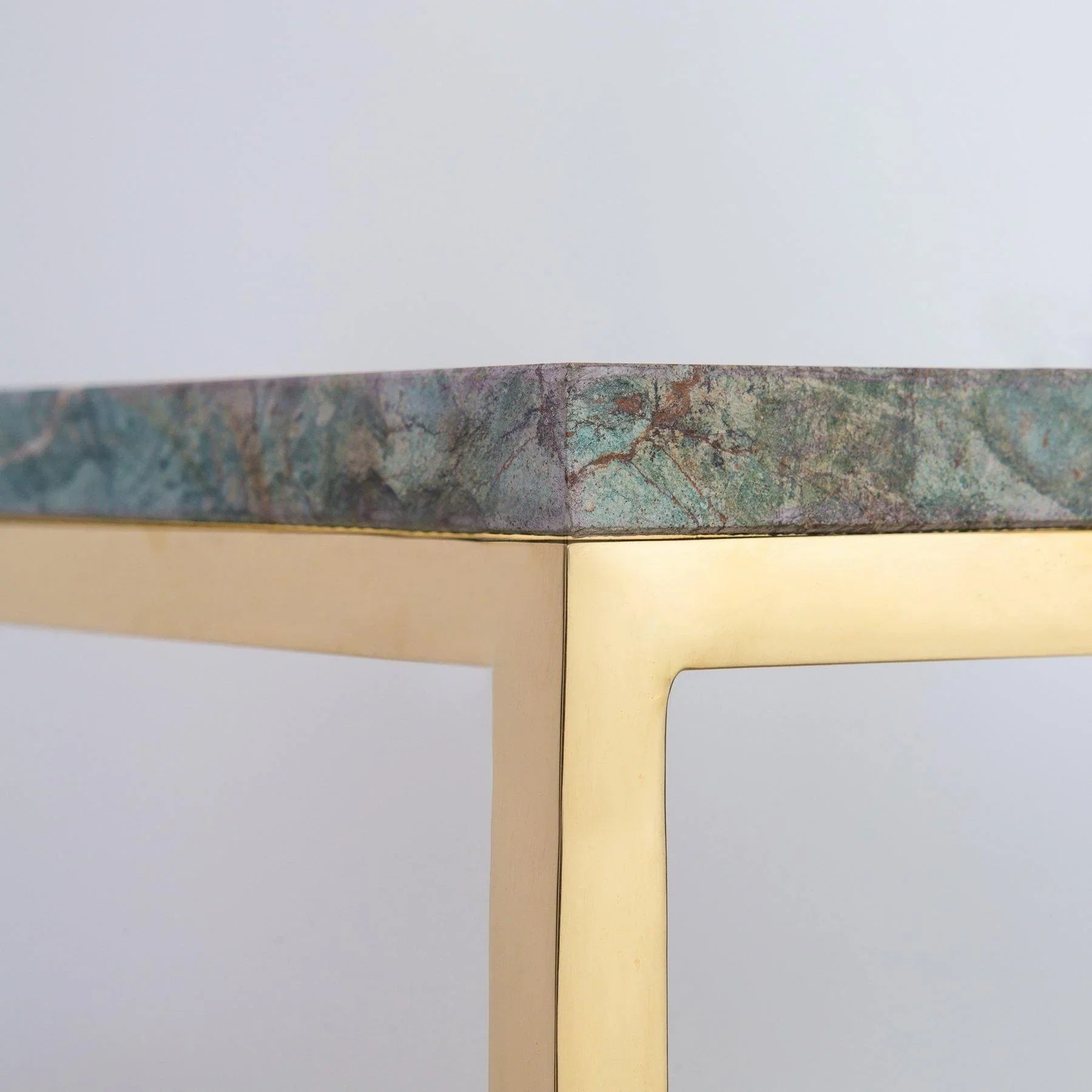 Antique Green Marble & Bronze Console Table