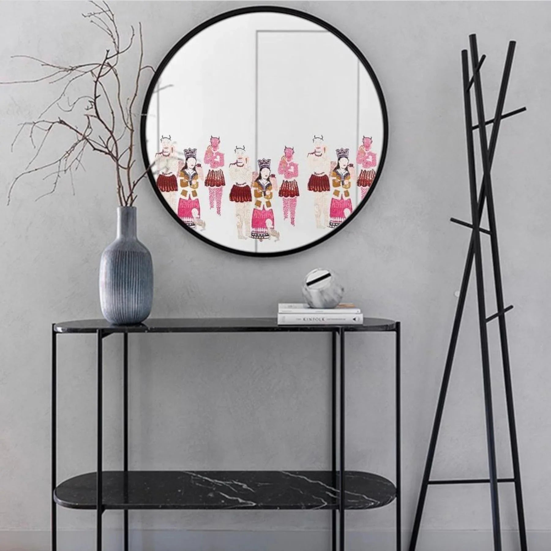Angels & Demons Decorative Round
Mirror - Wall Mounted Painted Mirror in Metal Frame in Dubai