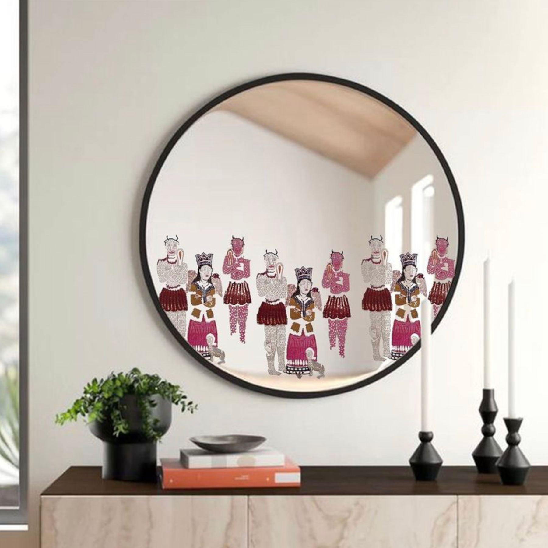 Angels & Demons Decorative Round
Mirror - Wall Mounted Painted Mirror in Metal Frame in Dubai