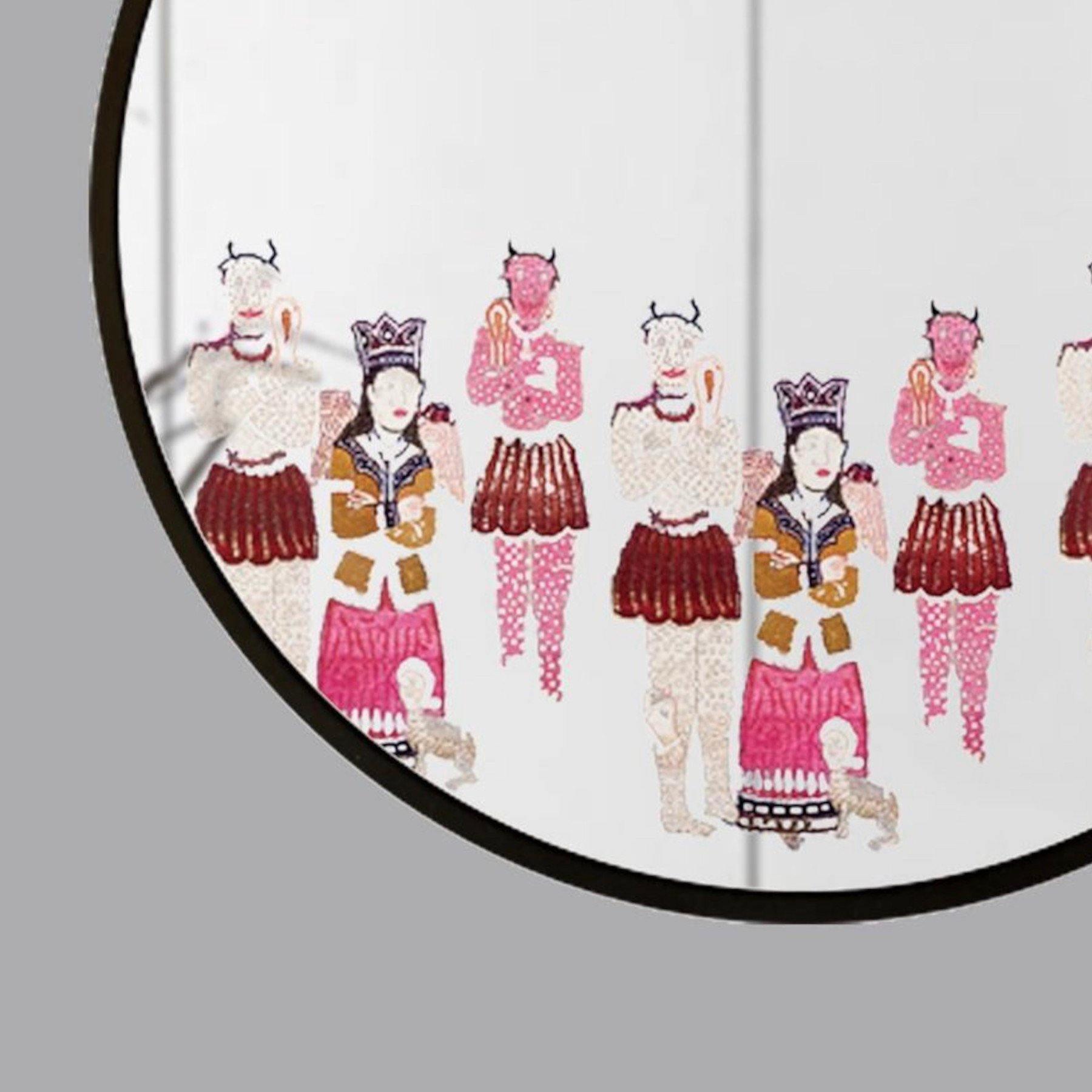 Angels & Demons Decorative Round
Mirror - Wall Mounted Painted Mirror in Metal Frame in Dubai