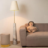 Ash Pink Round Microsuede Pouf & Ottoman with Bronze