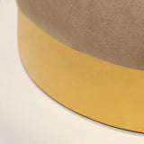 Ash Pink Round Microsuede Pouf & Ottoman with Bronze