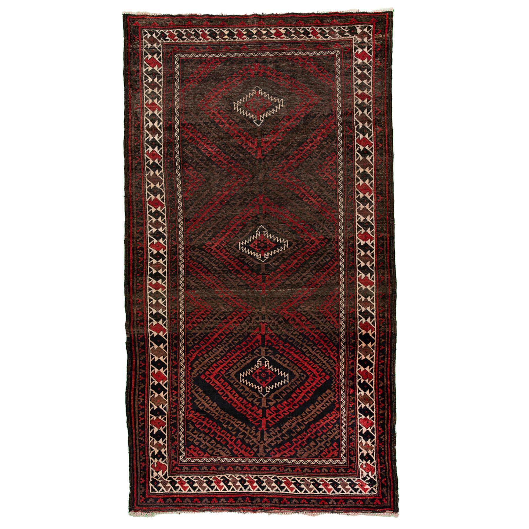 Baluch Nomadic Geometric Persian Carpet 123x293 - Authentic Handmade Rugs & Kilims in Dubai