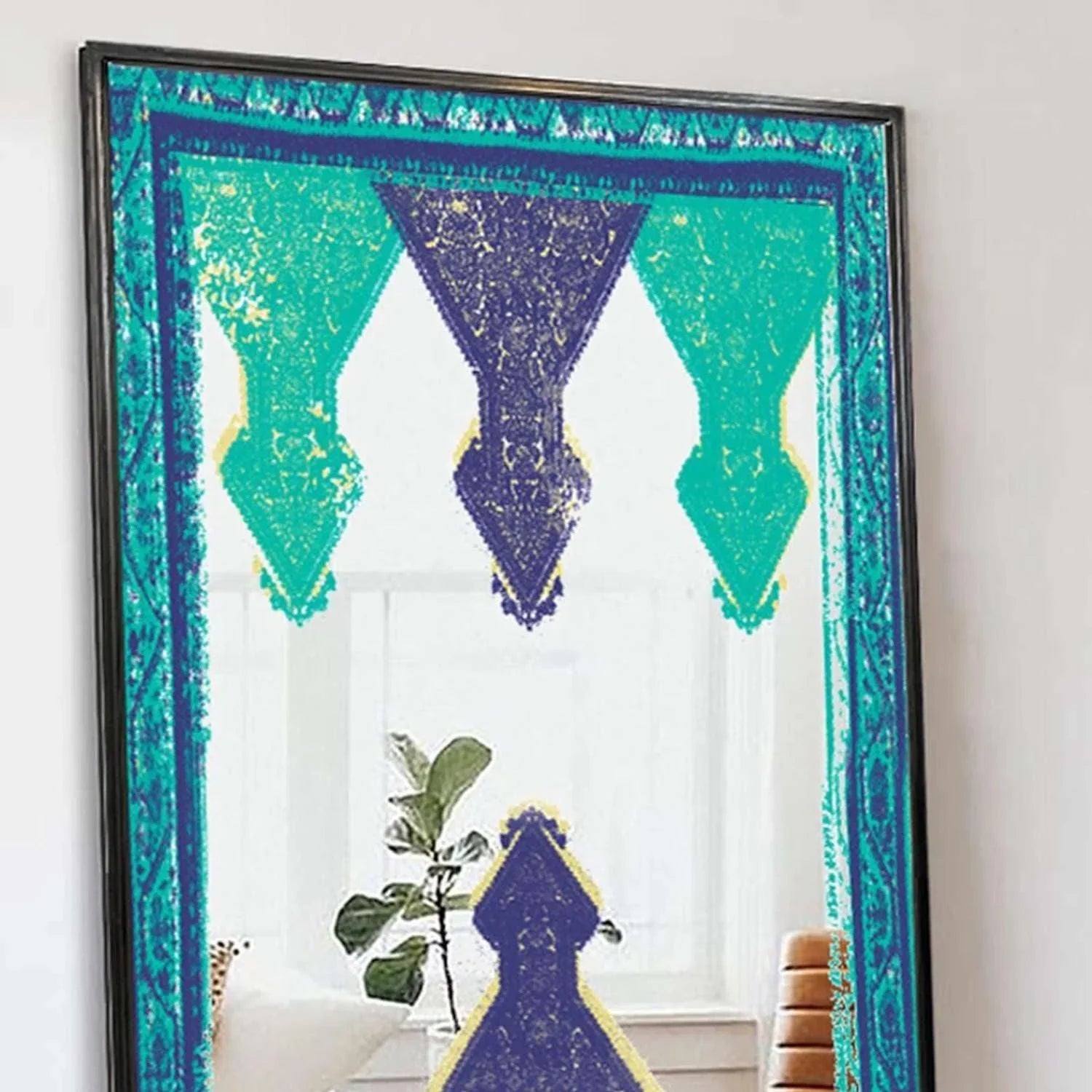 Boho Decorative Wall Mirror - Wall Mounted Painted Mirror in Metal Frame in Dubai