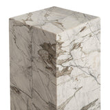 Carrara Venato Plinth Marble Side Table With Bronze base