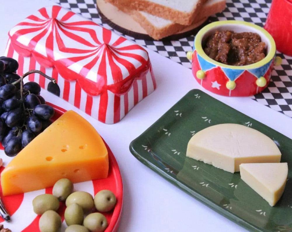 Carnival Tent Ceramic Butter Dish - Circus Pottery, Handmade Tabletop Accessories Dubai