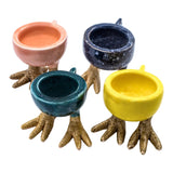 Colorful Ceramic Egg Cup Set with Chick Feet- Tabletop Accessories & Handcrafted Tableware in Dubai