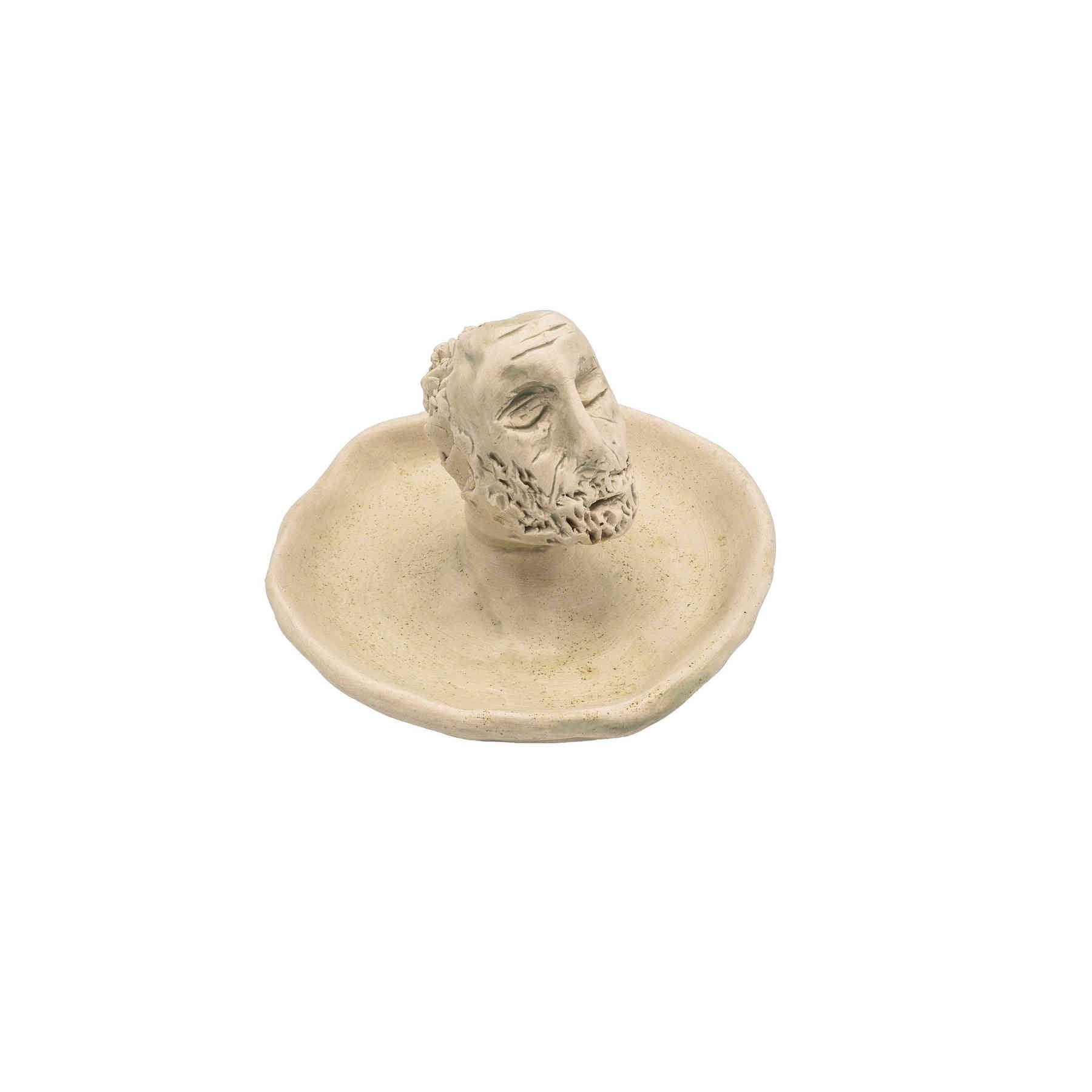 Sculptural Ceramic Incense Holder White