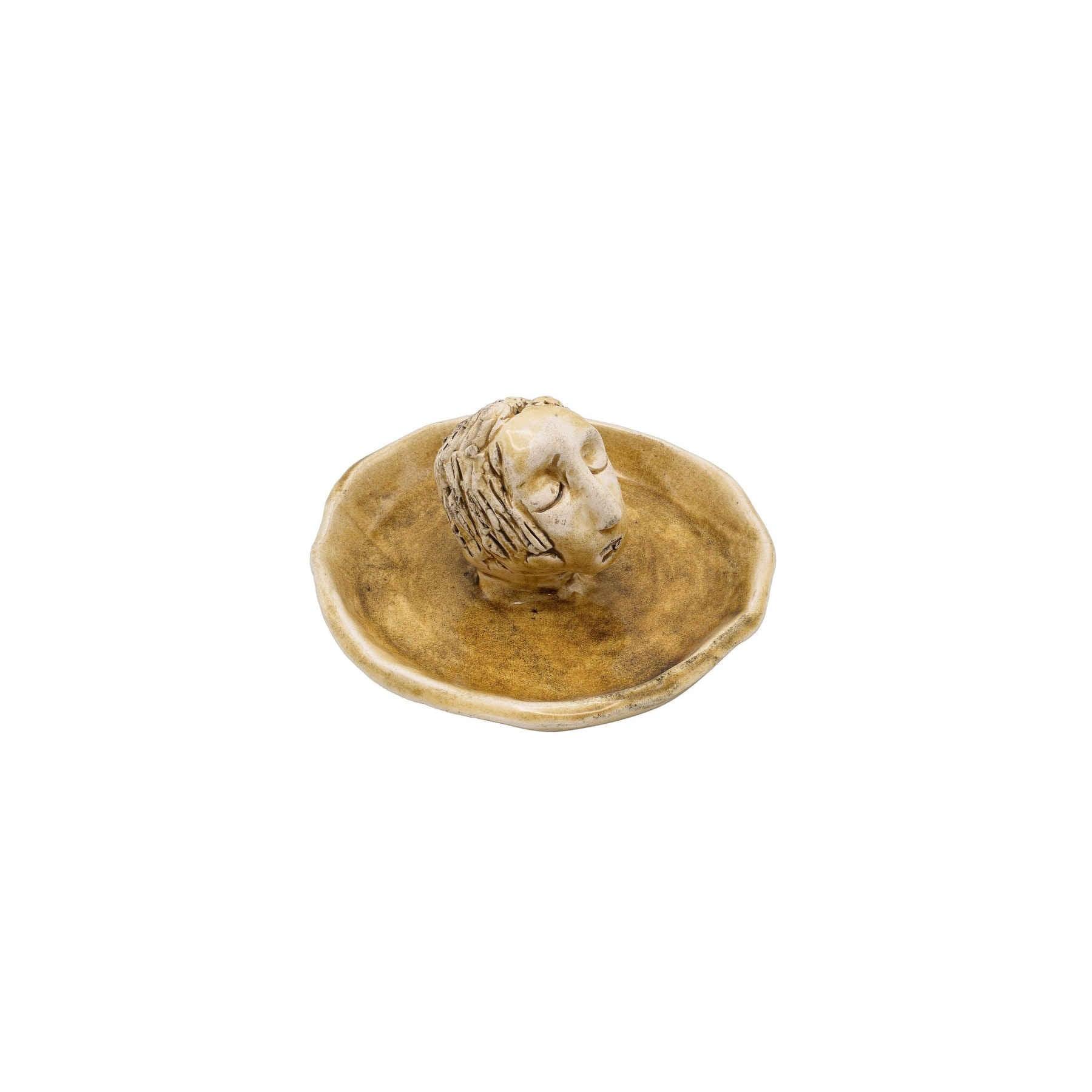 Sculptural Ceramic Incense Holder Beige