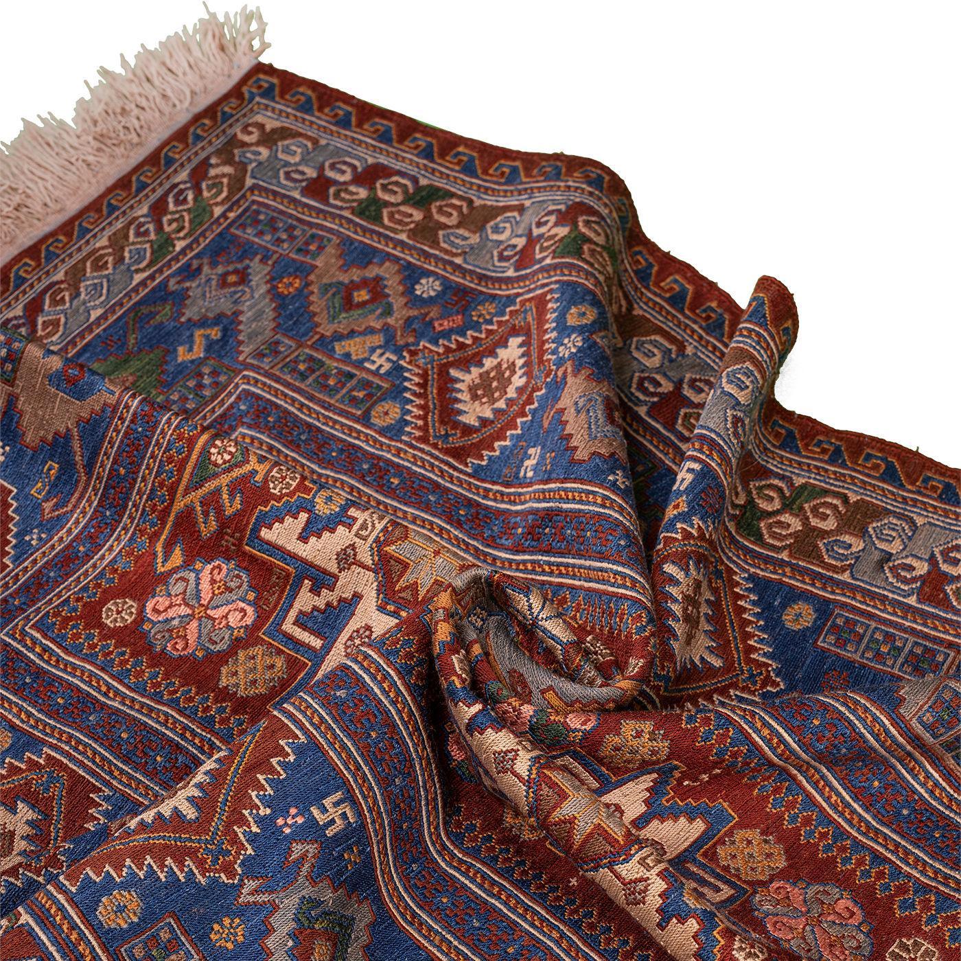 Chakad Sumak Heriz Persian Carpet Wool & Silk 93x149, Authentic Nomadic Rugs & Kilims in Dubai