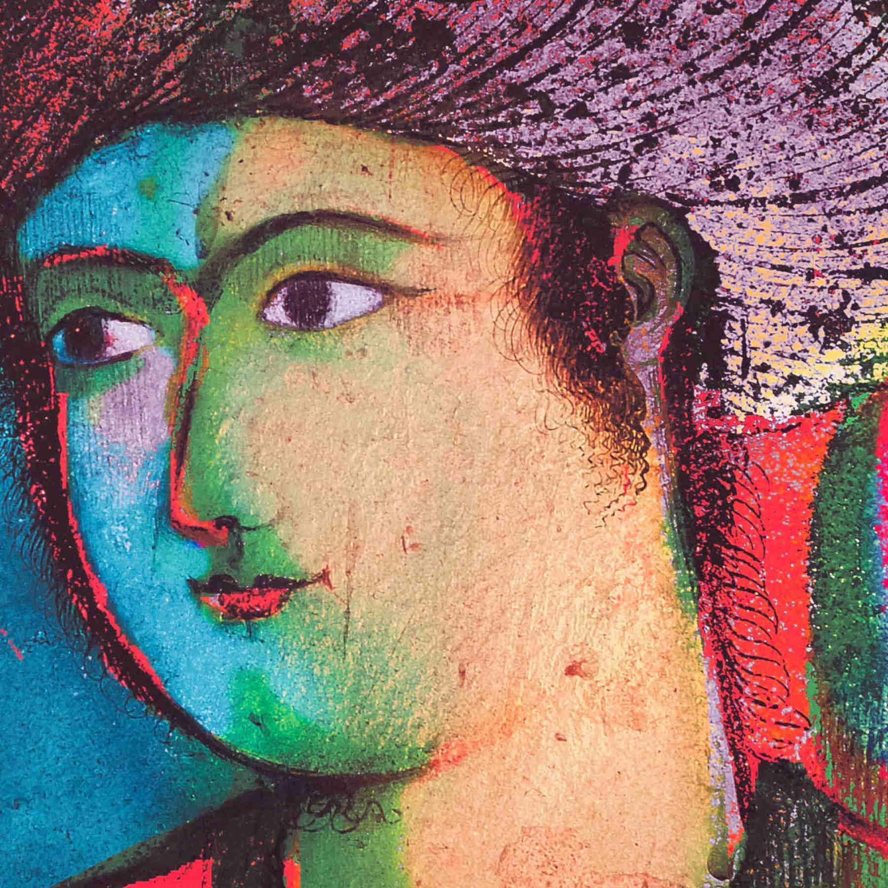 Cheeky Face Series Mixed Media On Canvas Hojat Amani