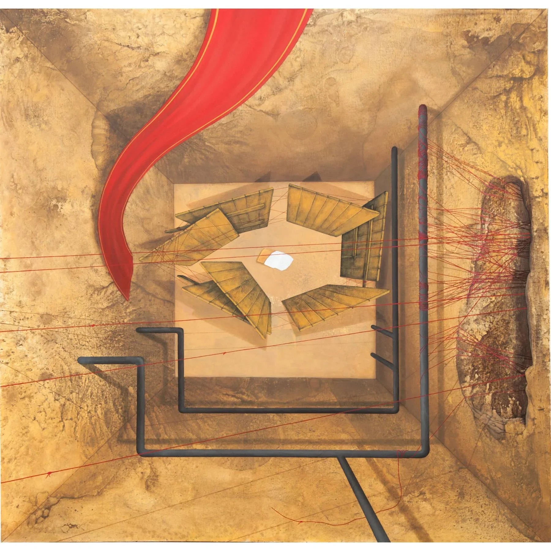 Conspiracy Acrylic Painting - Contemporary Visual Arts by Alireza Nekouei Dubai