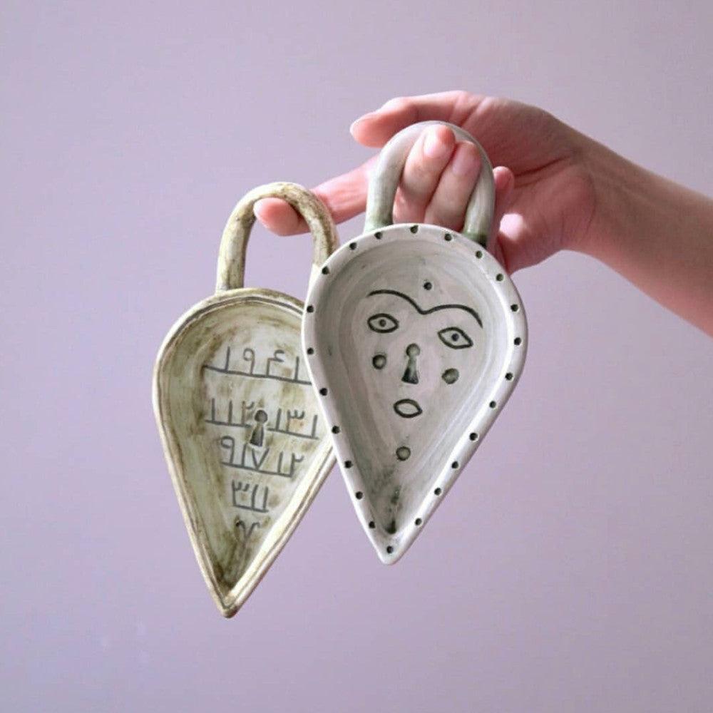 Tear Lock Ceramic Dip Bowl - Handmade Artistic Tabletop Decor & Tableware Dubai