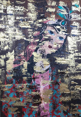 Ghajar Lady Mixed Media On Canvas Painting - Persian Decorative Wall Art By Farnaz Faridfar in Dubai