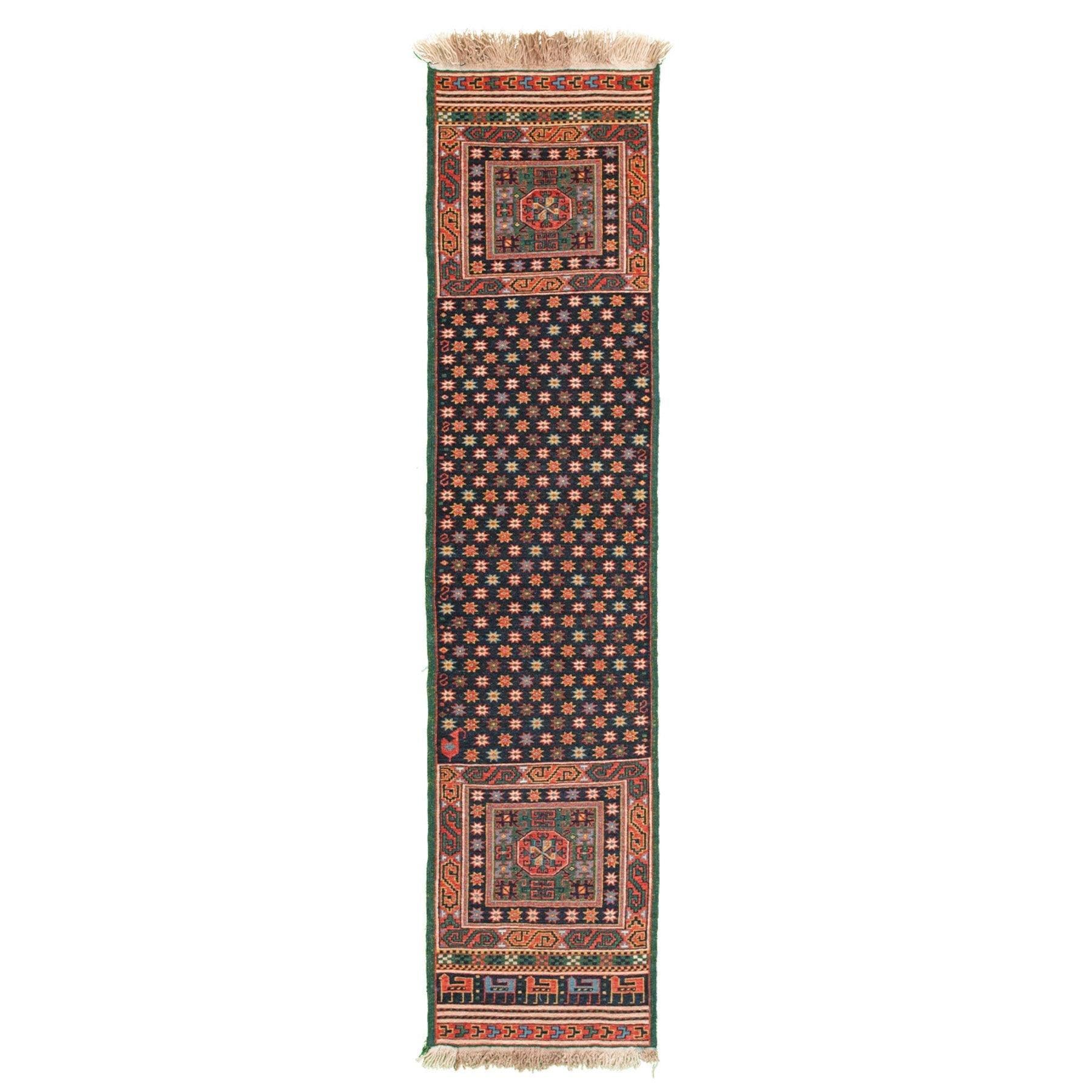 Gol Ouz Soumak Persian Carpet Wool 54x245 Green - Authentic Nomadic Rugs & Kilims in Dubai