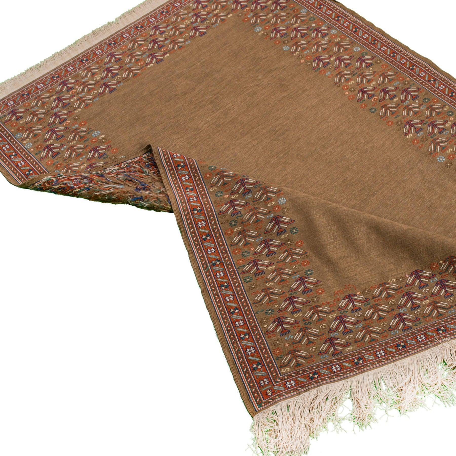Haami Soumak Persian Carpet Super Fine Silk 83x108 Beige - Authentic Nomadic Rugs & Kilims in Dubai