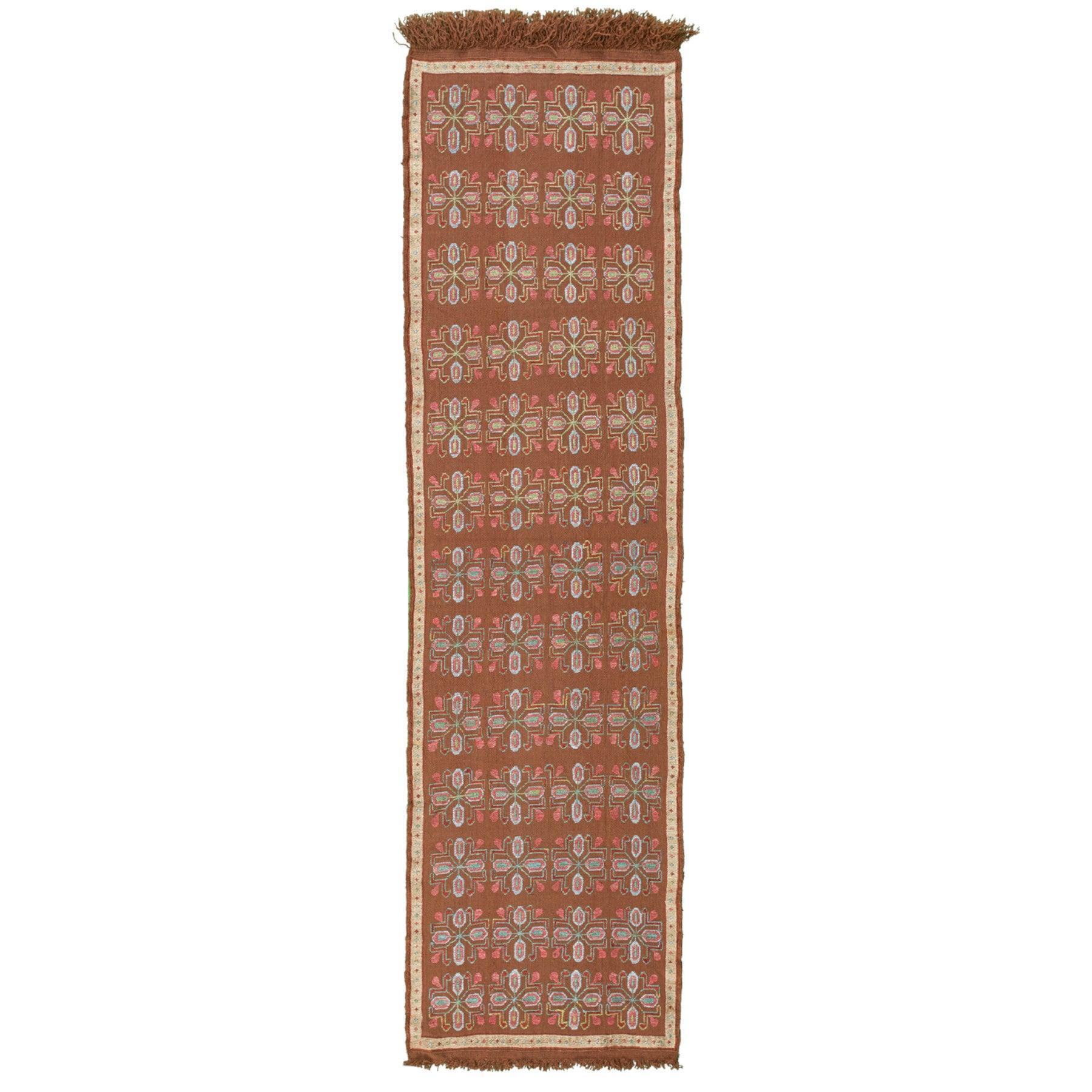 Heriz Flower Soumak Persian Carpet Silk & Wool 50x200 - Authentic Nomadic Rugs & Kilims in Dubai