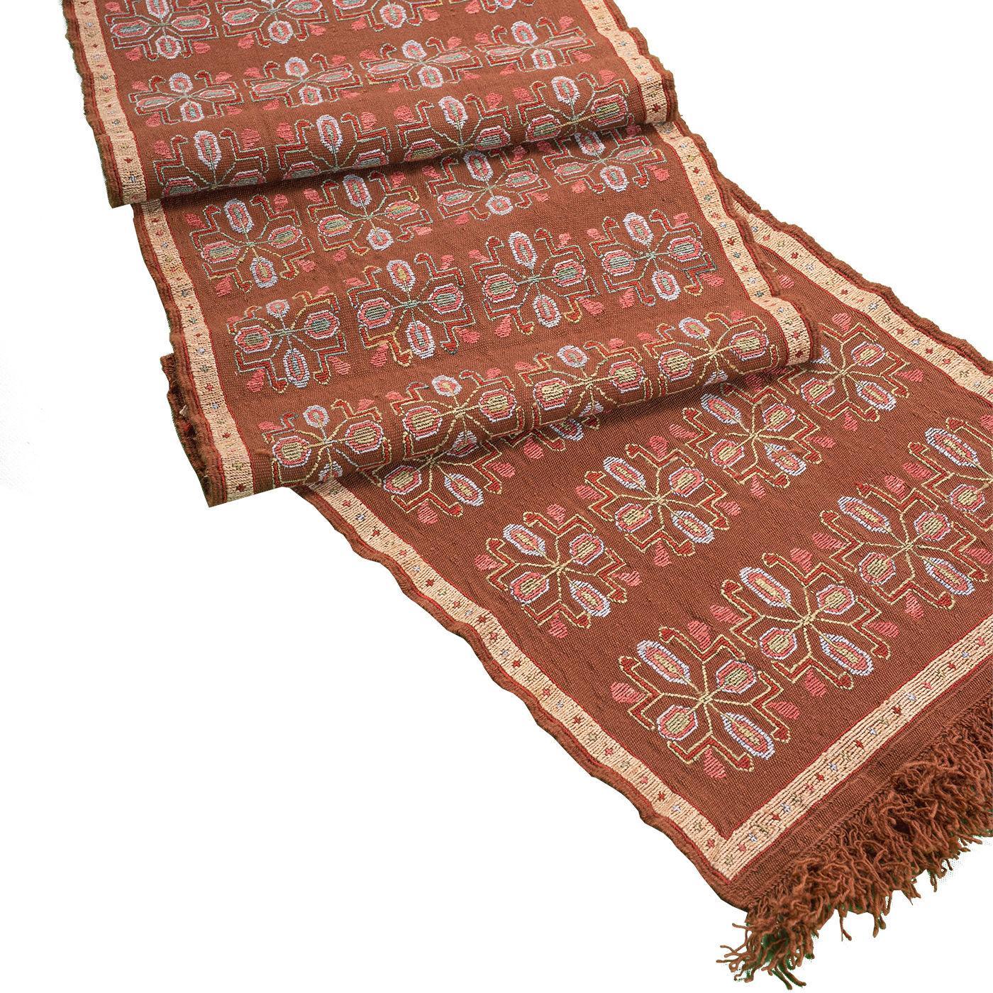 Heriz Flower Soumak Persian Carpet Silk & Wool 50x200 - Authentic Nomadic Rugs & Kilims in Dubai