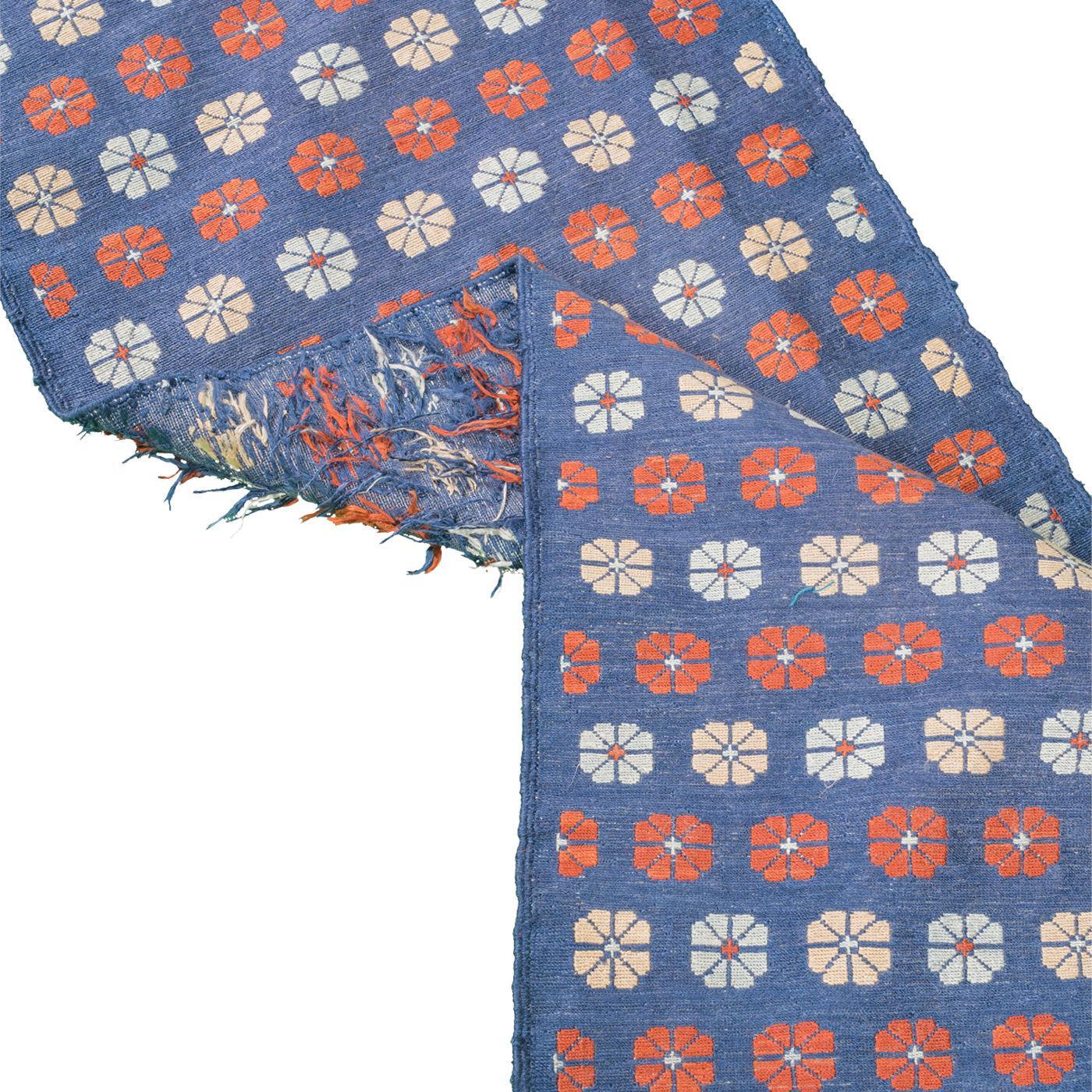 Heriz Flower Soumak Persian Carpet Silk & Wool 51x194 - Authentic Nomadic Rugs & Kilims in Dubai