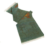 Khoroos Soumak Persian Carpet Wool 54x202 Green - Authentic Nomadic Rugs & Kilims in Dubai