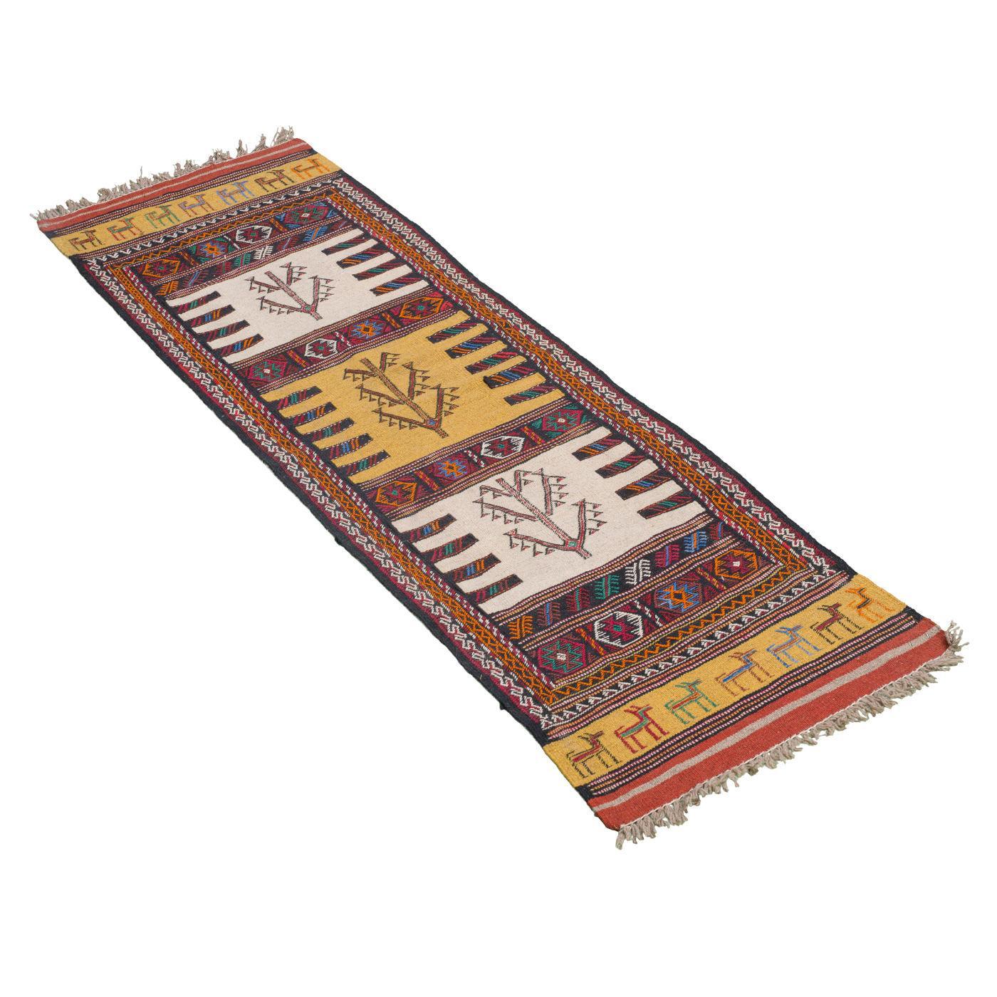 Kilim Khorasan Nomadic Persian Carpet 56x170 - Authentic Wool Rugs in Dubai