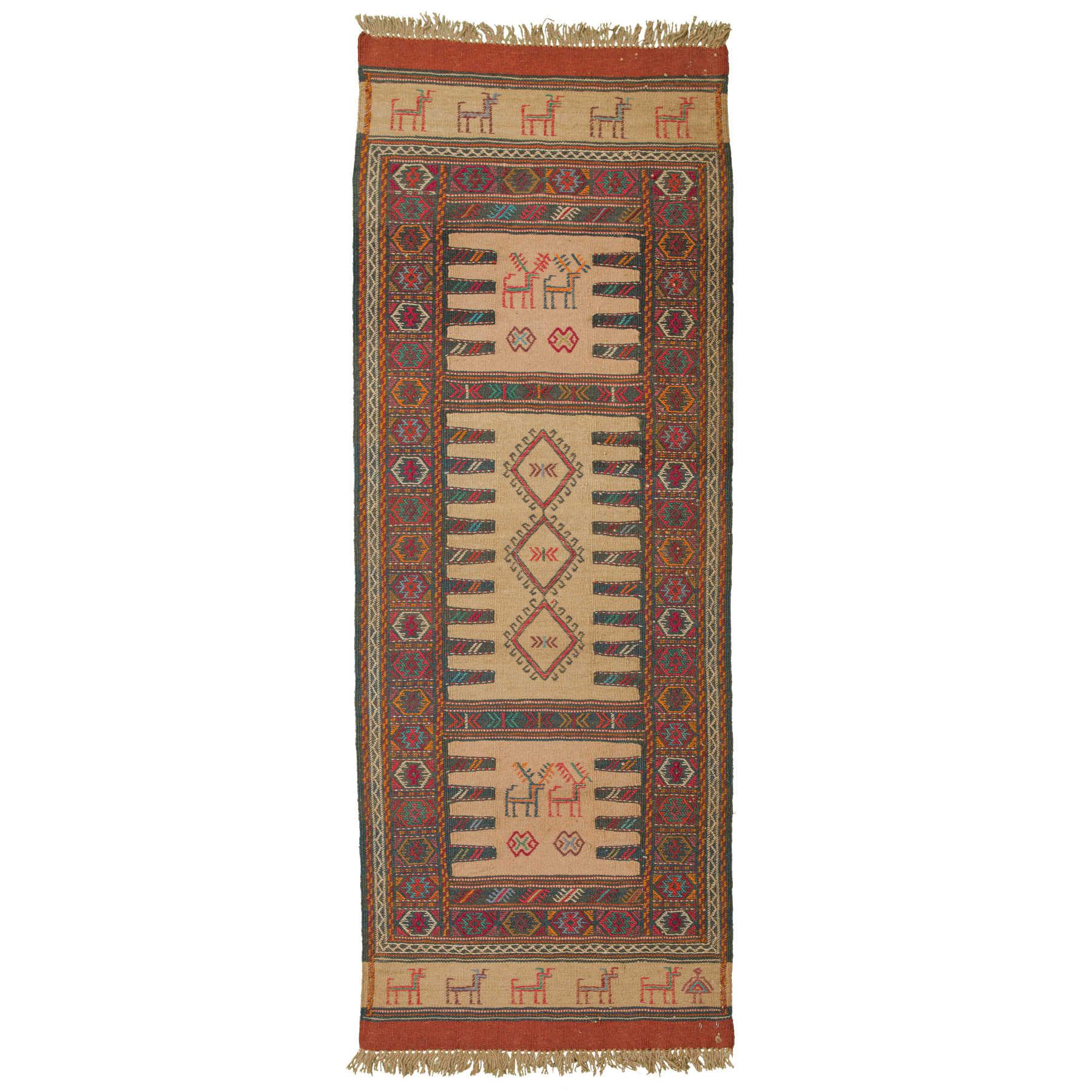 Kilim Khorasan Nomadic Persian Carpet 64x172 - Authentic Wool Rugs in Dubai