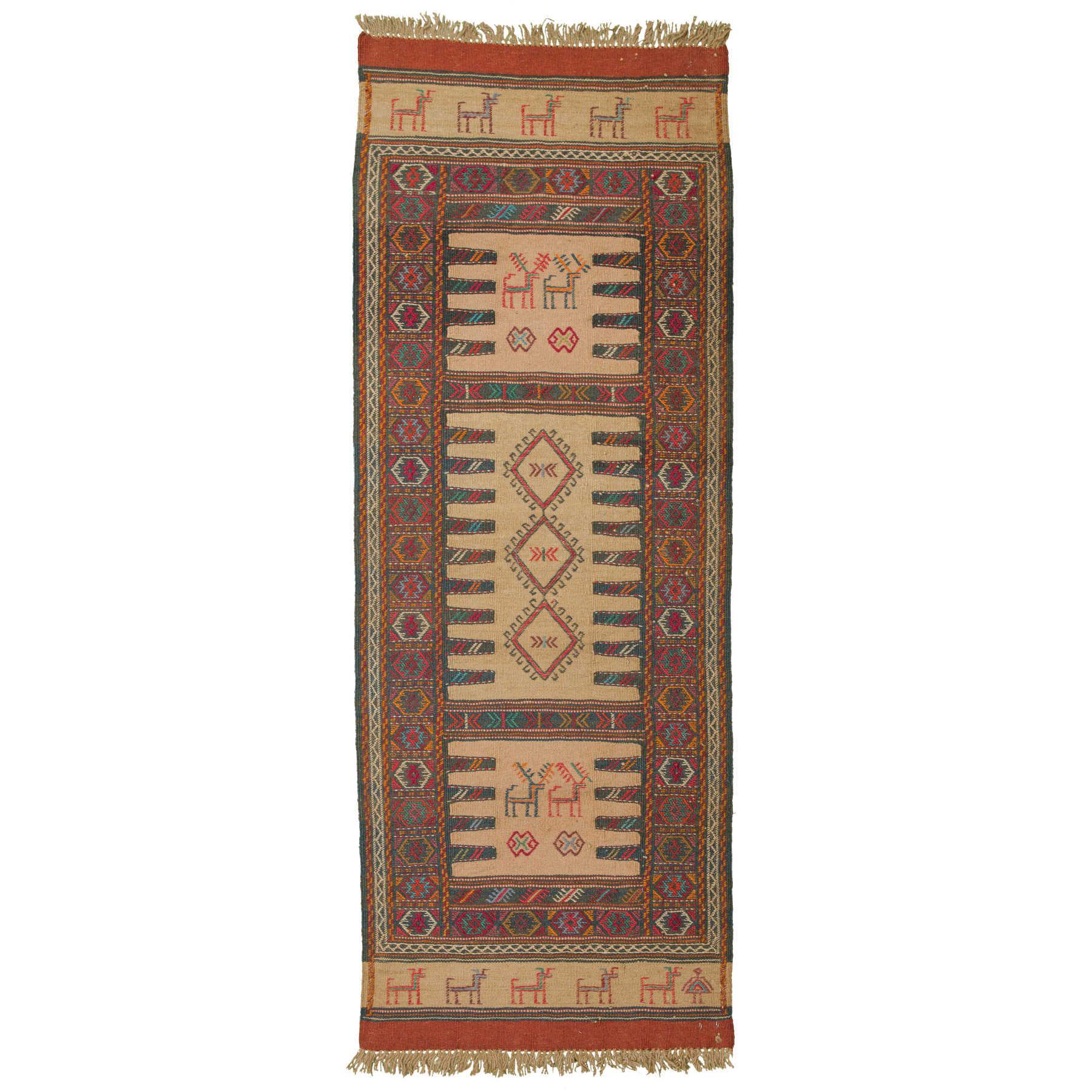 Kilim Khorasan Nomadic Persian Carpet 64x172 - Authentic Wool Rugs in Dubai