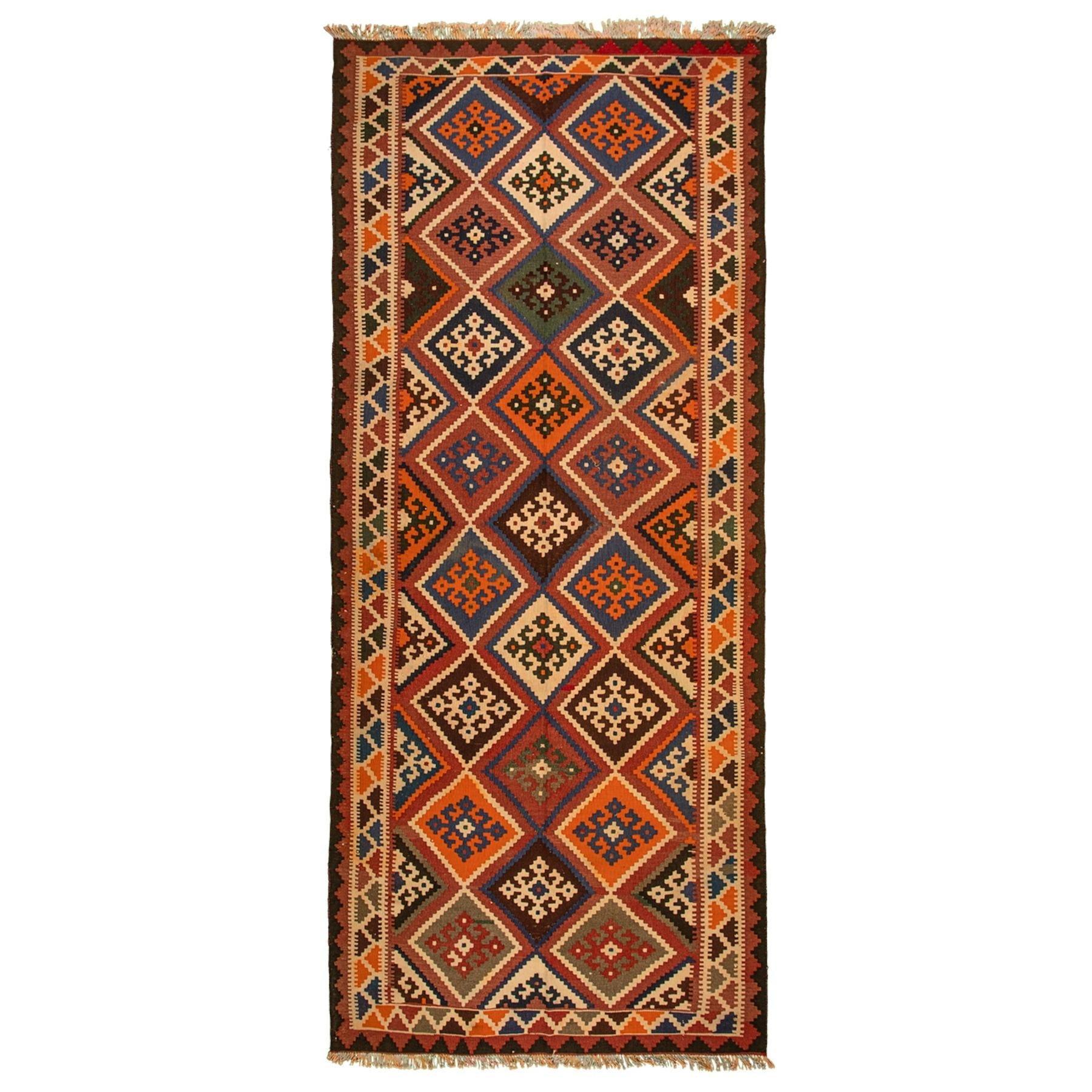 Kilim Qashqai Nomadic Carpet 155x365 - Authentic Oriental Wool Persian Rugs in Dubai