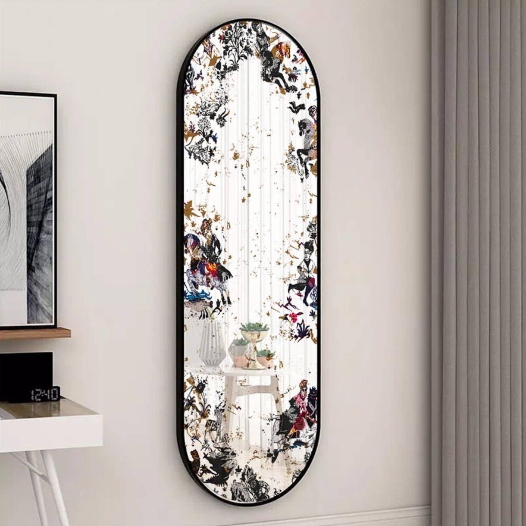 Kings Decorative Wall Mirror Oval - Wall Mounted Painted Mirror in Metal Frame Dubai