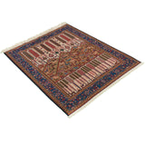 Koohestan Reversed Soumak Persian Carpet Wool 143x165 Olive - Pearl Woven, Morvarid Baf Persian Rugs in Dubai