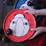 Lady Bug Blue Ceramic Serving Plate - Handmade Tableware & Tabletop Accessories Dubai