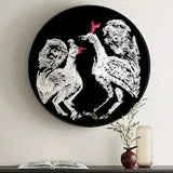 Love Birds Decorative Round Mirror - Wall Mounted Painted Mirrors in Metal Frame in Dubai