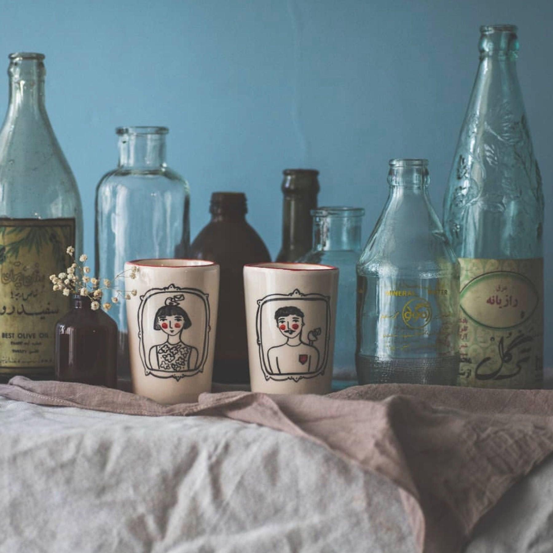 Love Letters Ceramic Drinking Cup Set - Tabletop Accessories & Handmade Tableware Dubai