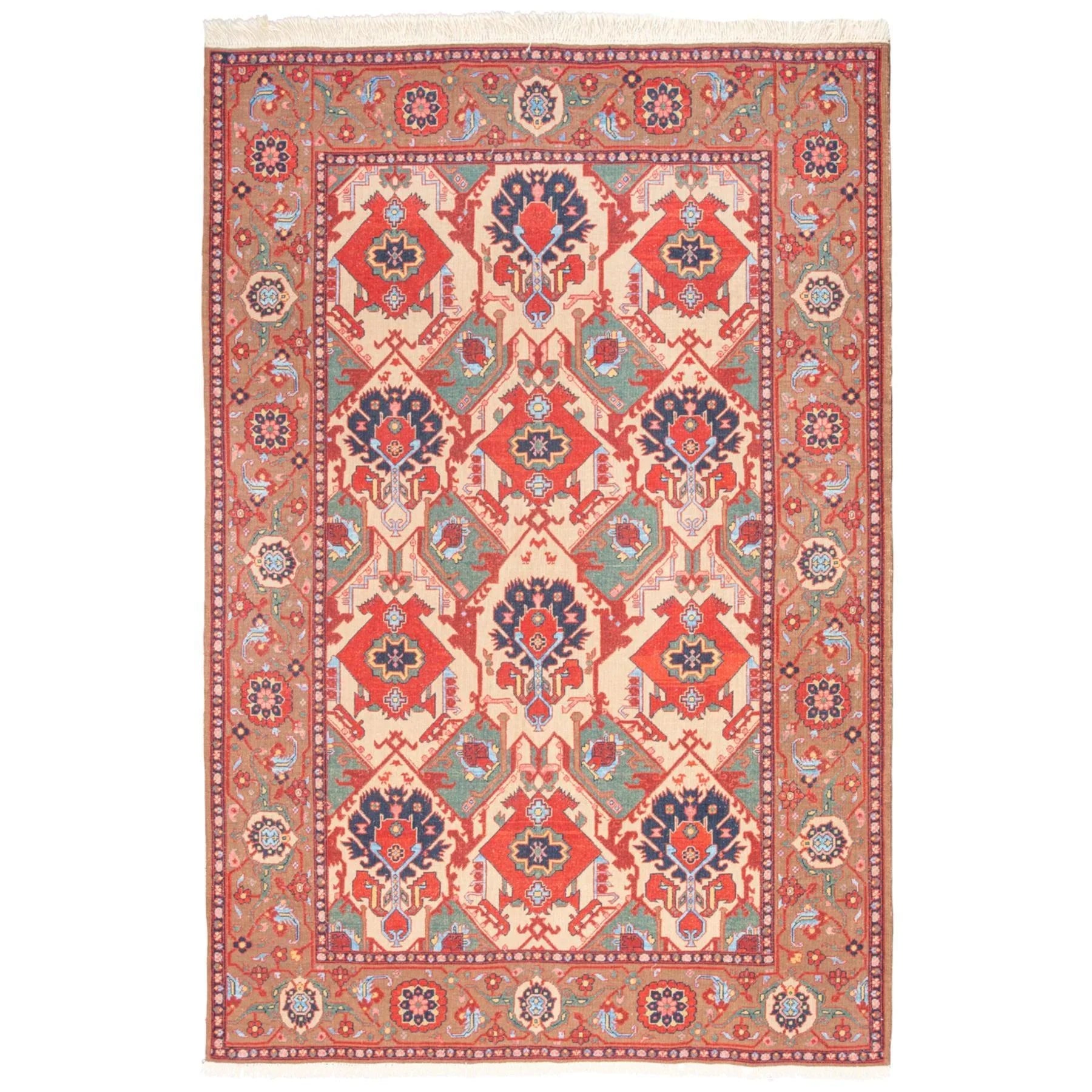 Mahasti Reversed Soumak Persian Carpet Wool 155x208 Beige - Pearl Woven, Morvarid Baf Rugs in Dubai