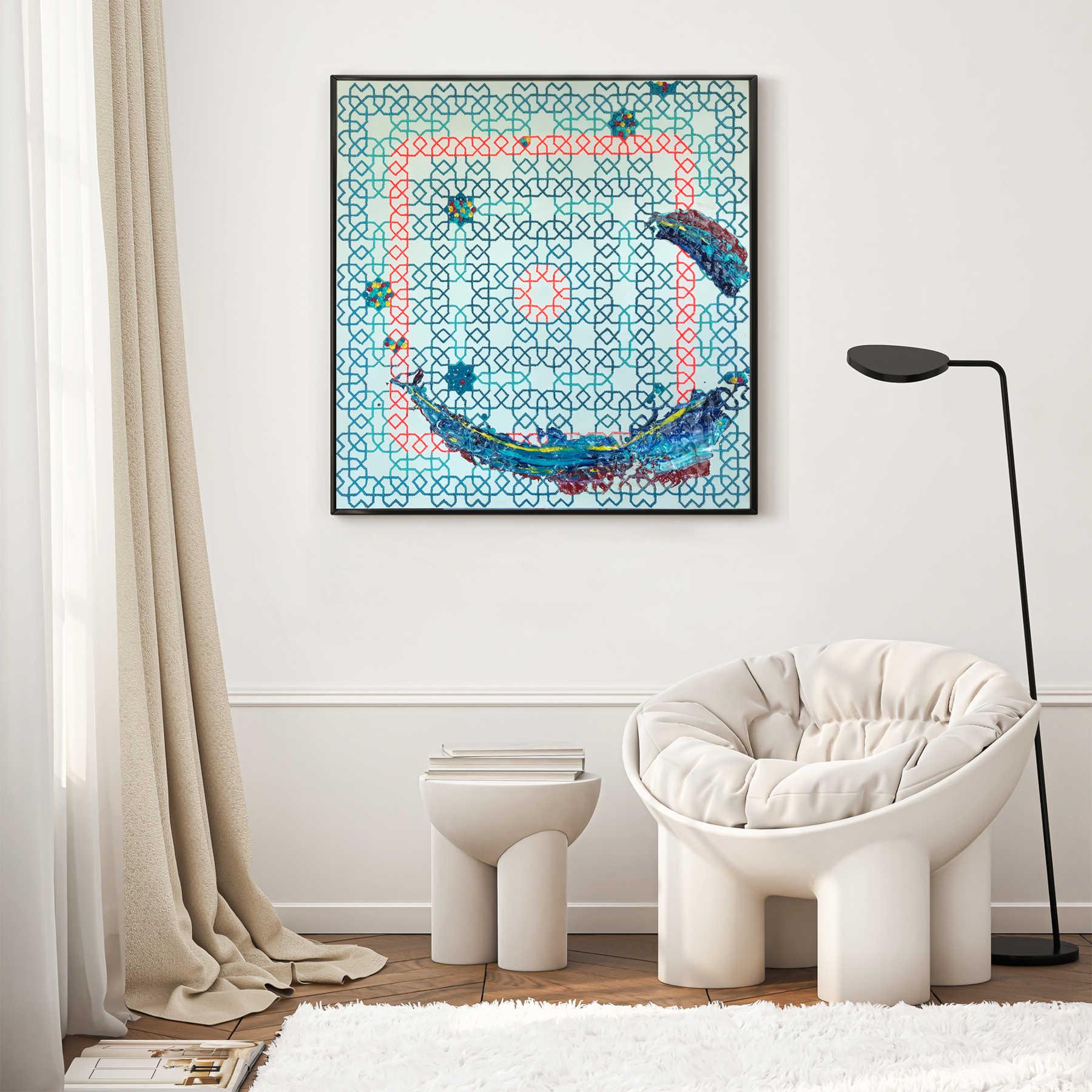 The Wave Mixed Media On Canvas Artwork - Islamic Decorative Wall Art By Farnaz Faridfar in Dubai