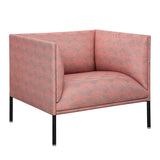 Peach Geometric Pattern Fabric Armchair