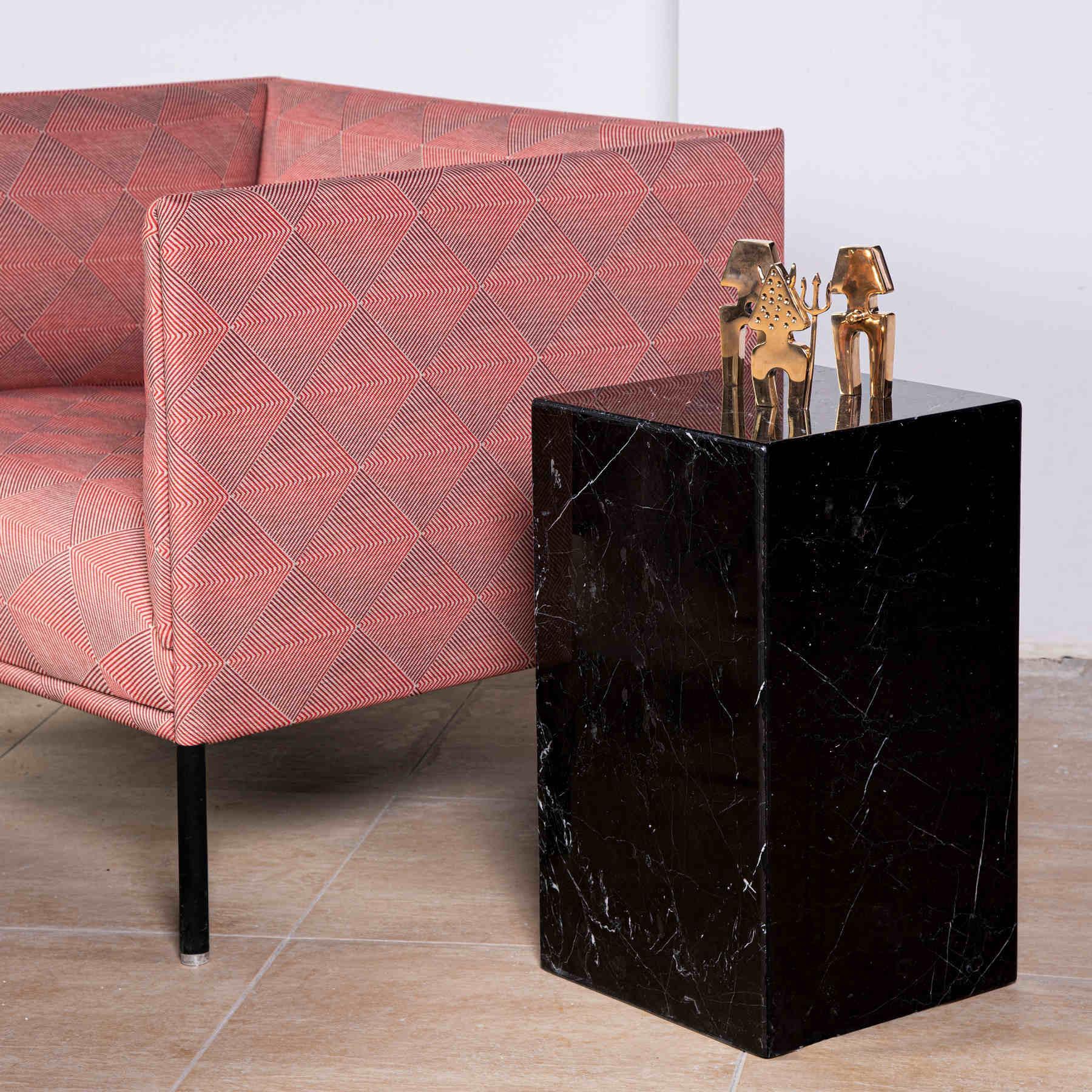 Peach Geometric Pattern Fabric Armchair