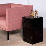 Peach Geometric Pattern Fabric Armchair