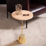 Rosa Portogallo Pink Marble and Bronze Side Table in Dubai