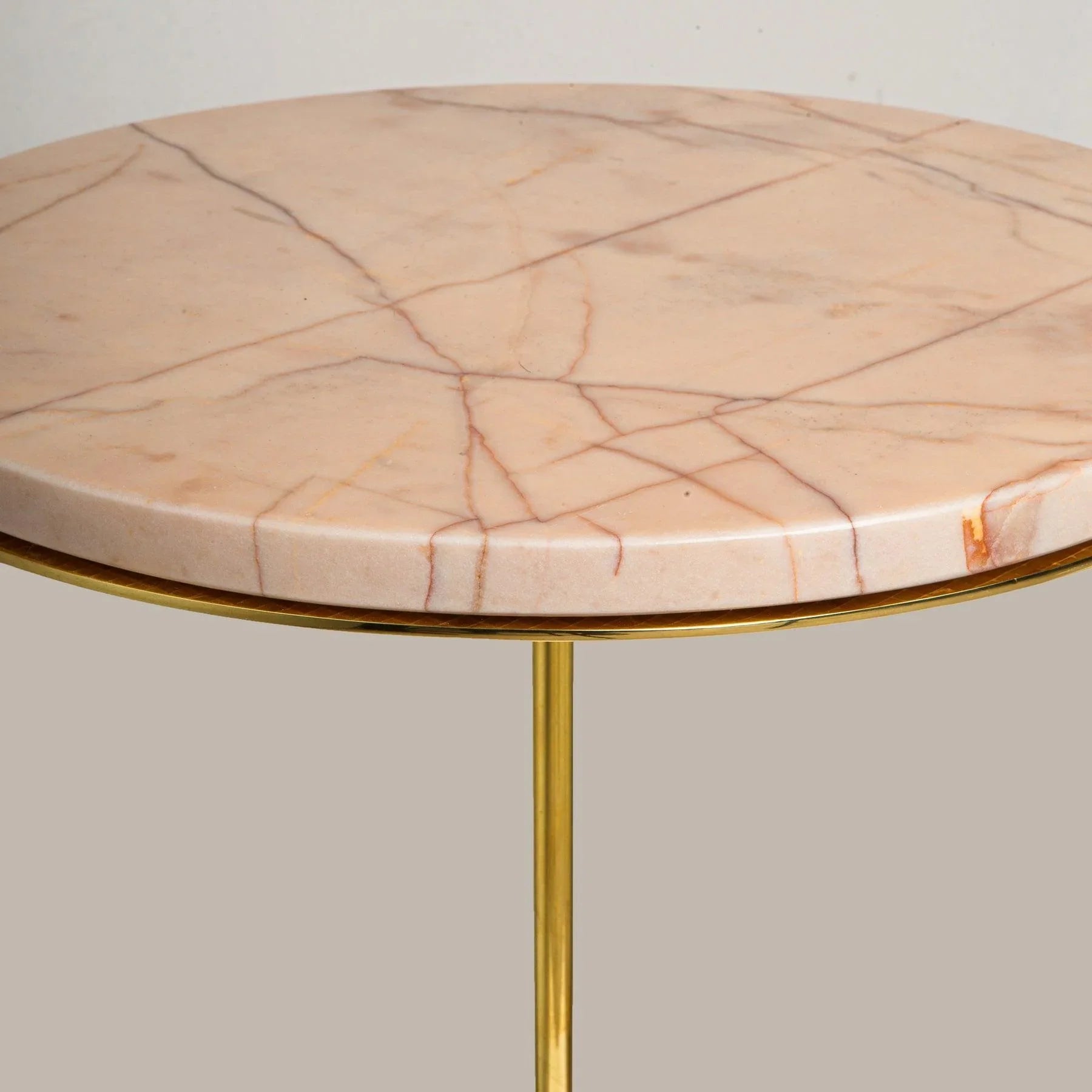 Rosa Portogallo Pink Marble and Bronze Side Table in Dubai