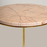 Rosa Portogallo Pink Marble and Bronze Side Table in Dubai