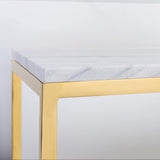 White Volakas Marble & Bronze Console Table